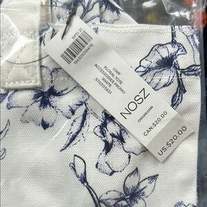 Chico's Floral Tote Bag in White and Blue